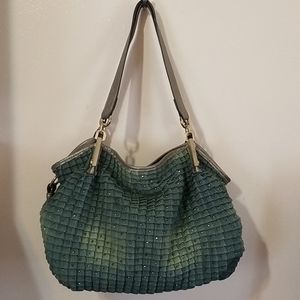 Green Faded Denim Purse